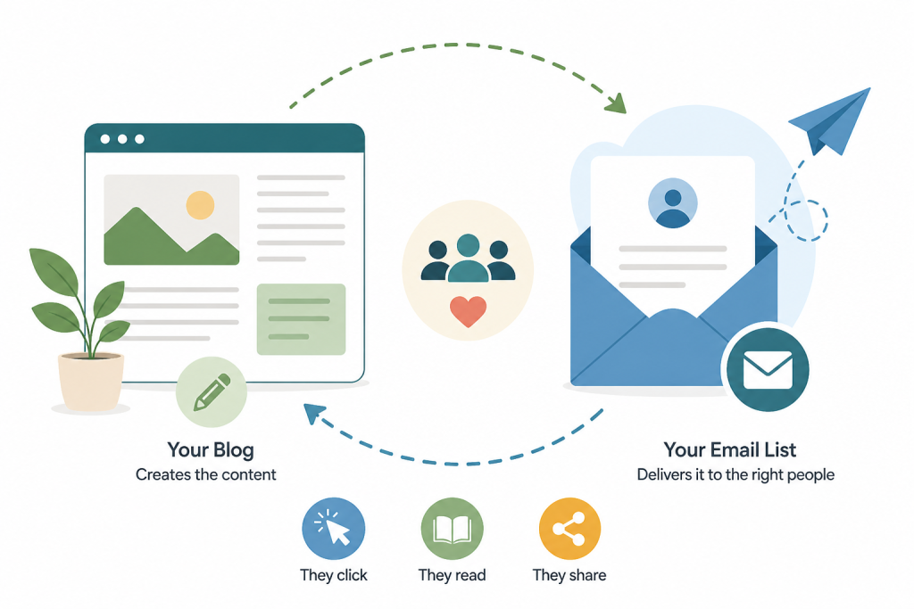 email and blog working together